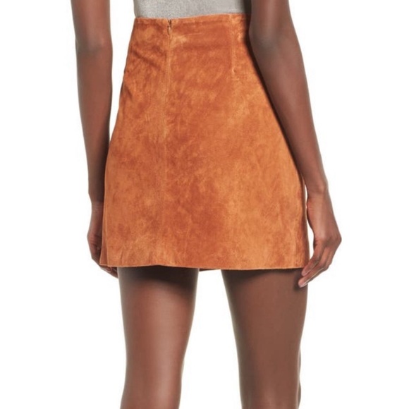 Blank NYC Suede Mini Skirt Womens 29” Waist Rust Brown Low Rise Leather Skirt - Picture 4 of 4